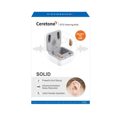 Ceretone Solid OTC hearing aids pwoerful and strong, advanced noise reduction, and user friendly operation. Easy to use buttons.